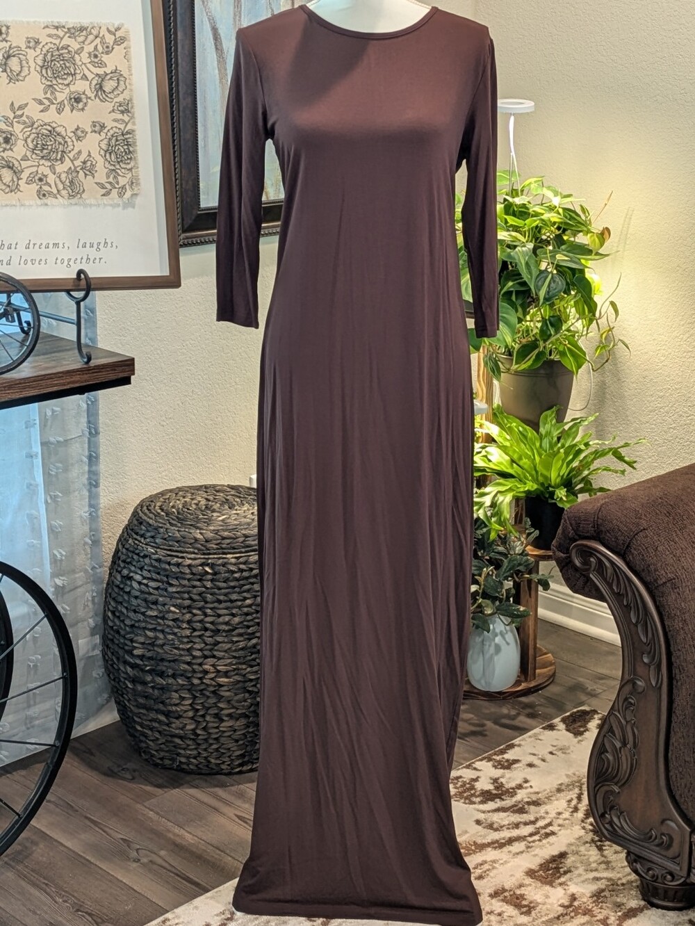 Classic Brown Layering Maxi Dress